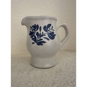 Vintage Pfaltzgraff Yorktowne Salt Glaze Creamer Light Grey & Blue Floral Design